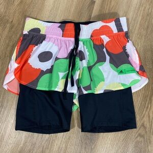 Adidas x Merimekko 2 in 1 running shorts size small Multicolor